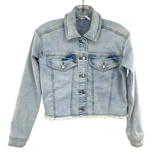 Venus Cut Off Cropped Denim Jacket Light Wash XS